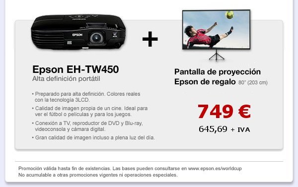 Promotion Epson TW450 mit 80 "Bildschirm als Geschenk