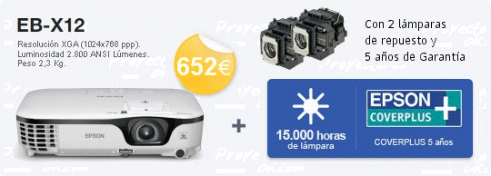 Angebot Epson X12 `LED´ Projektor mit 2 Lampen